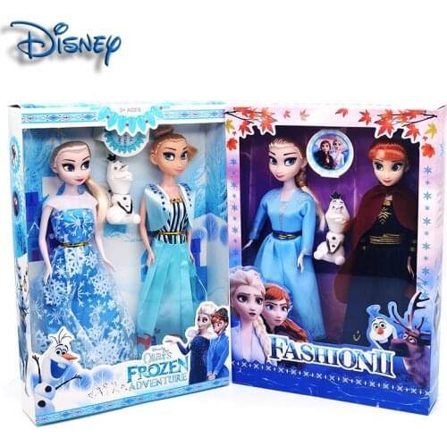 Disney 30cm new version multi-joint ice and snow princess doll Anna Aisha doll set girl toy gift hand-made collection gift play
