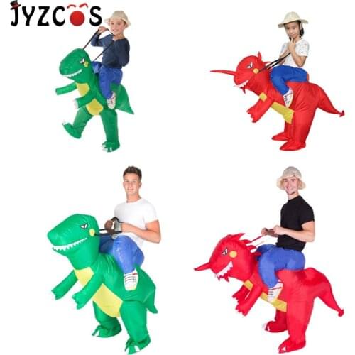 JYZCOS Inflatable Dinosaur Costume Kids Adult Blow Up T-Rex Unicorn Cowboy Sumo Wrestler Outfit Cosplay Purim Halloween Carnival