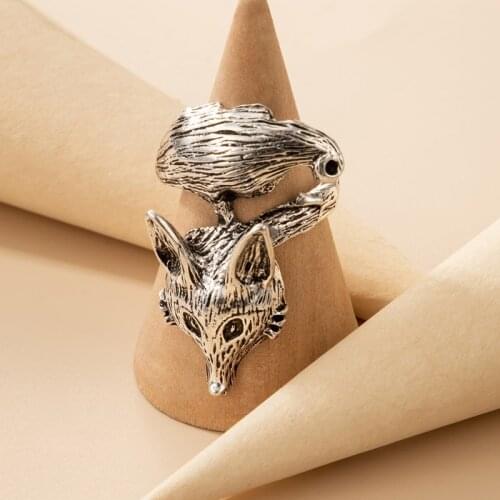 Tocona Vintage Silver Color Fox Single Ring for Women Girls New Fashion Lovely Animal Alloy Metal Cute Ring Jewelry кольца 20250