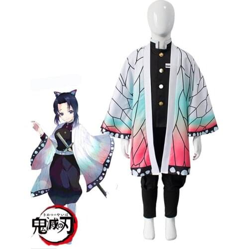 Hot Anime Demon Slayer Kimetsu No Yaiba Cosplay Costume Kids Girls Kimono Kochou Kanae Halloween Cosplay Costumes