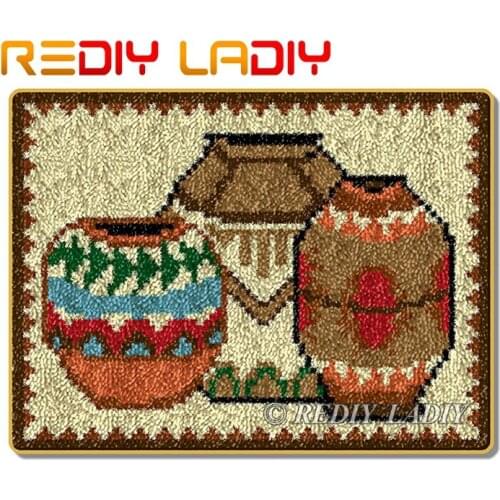 Latch Hook Rug Classical Pottery Crocheting Carpet Rug 100% Acrylic Yarn Sofa Cushion Mat DIY Carpet Rug Home Decor Art & Crafts