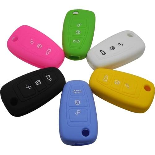 Kutery 10pcs 3 Buttons Remote Silicone Car Key Case Shell For Ford Focus B-Max CMax Mondeo Kuga Fiesta Replacement