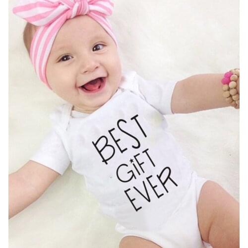 Best Gift Ever for Daddy and Mommy Baby Boy Girl Clothes Cotton Short Sleeve Romper Jumpsuit New Born Baby Clothes 4 Colors