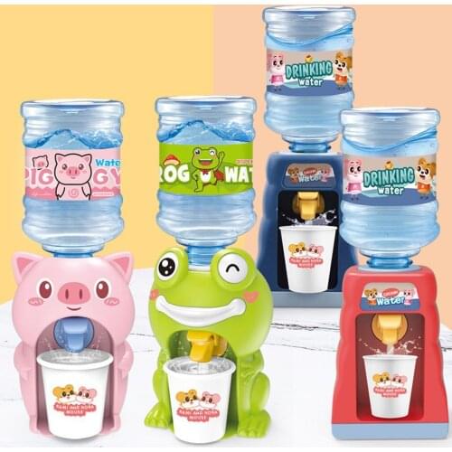 Mini Water Dispenser Kids Juice Milk Bottle Outlet Cute Animal Drinking Fountain Simulation Kitchen Toy Set for Girls Gift