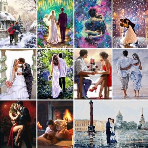 Couple Oil Painting By Numbers wedding Set Acrylic Paint For Adults DIY Craft Kits Picture Drawing Coloring By Numbers Decor Art