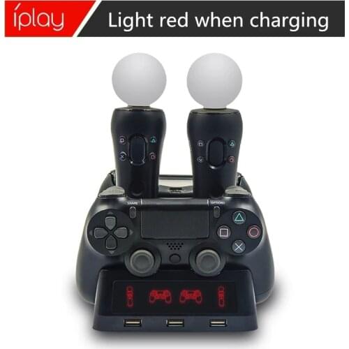 New 4 in 1 Controller Charging Dock Station Stand for Playstation PS4 PSVR VR Move Quad Charger for PlayStation MOVE Controller
