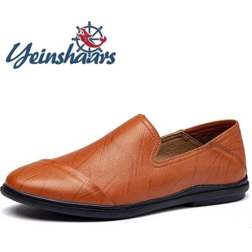 Driving Shoes Genuine Leather Mens Gents Shoes Brand Classic Comfortable Slip on Shoes High Quality Spring Autumn Luxury Shoes