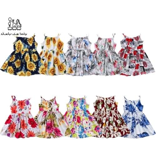 Baby Girls Clothes Summer Baby Dress Frill Sleeve Newborn Infant Dresses Cotton Print Sleeveless Toddler Dresses Kid Clothes