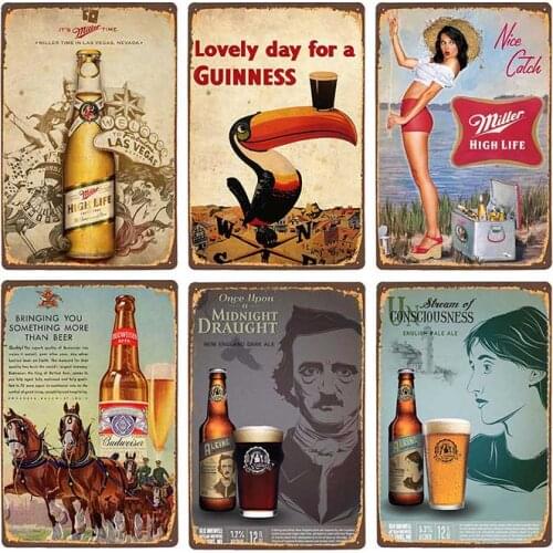 Beer Metal Signs Vintage Plaque Funny Bar Pub Club Man Cave Wall Decorative Retro Plates Home Decor 20x30cm