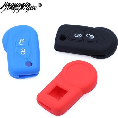 Jingyuqin Rubber Skin Key Case for Citroen DS3 peugeot Silicone Flip Key Cover Protector Holder