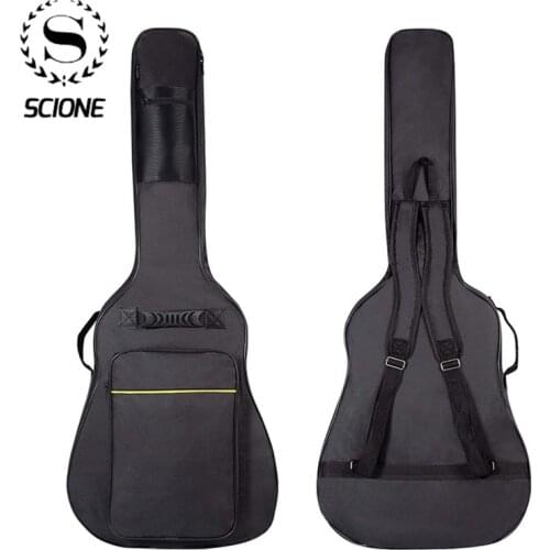 Scione 40/41 Inch Oxford Fabric Acoustic Guitar Bag Waterproof Backpack 5mm Cotton Double Shoulder Straps Padded Soft Case