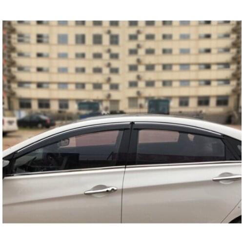 Car Window Sun Visor Awnings Shelters Rain Guards Sunshade Visor Chrome Black For Hyundai Sonota 2011-2014