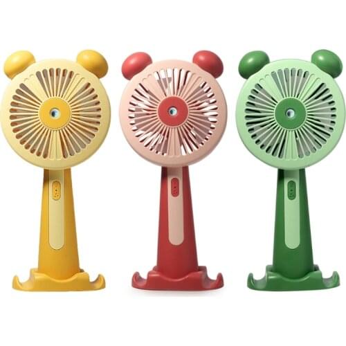 YAM Cartoon Water Mist Fan Moble Holder Style Cute Portable Handheld USB Personal Air Cooling Small Appliances for Home Office