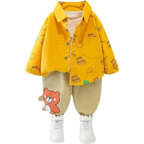 Spring Autumn Baby Cartoon Clothing Children Boys Casual Long Sleeve Shirt Pants2Pcs Sets Toddler Casual Clothes Kids Sportswear