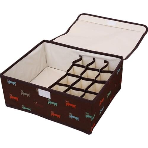 1pc 13 Compartments Underwear Bra Storage Box with Lid Washable Socks Shorts Organizer Detachable Bag Space Saving Home Supplies