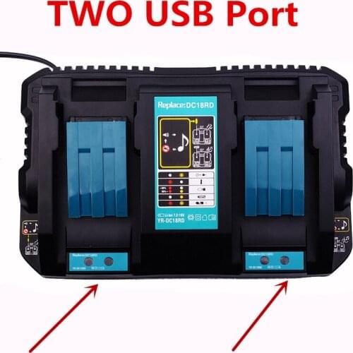 For Makita DC18RD battery charger double charger with USB interface for makita 14.4V-18V with Music USB for Phone Charging