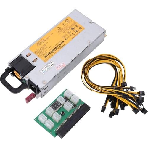 1Pcs Server Power Supply Mining PSU with 6 Pin to 8 Pin Power Cables HSTNS-PL18 DPS-750RB A 506821-001 511778-001