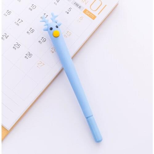 1 PCS Creative Cute Cartoon Fawn Neutral Office Learning Christmas Black Felt-tip Pens Kawaii School Supplies Pen for Writing