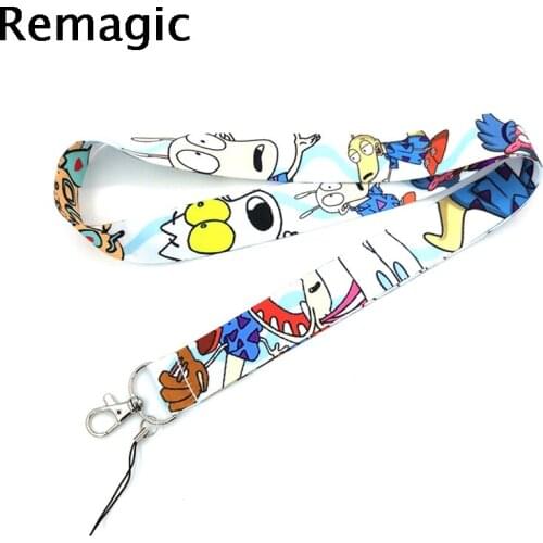 100pcs Rockos modern life cartoon vintage 90s Neck Strap Lanyard keychain Mobile Phone ID Badge Holder Rope Keyrings Accessory