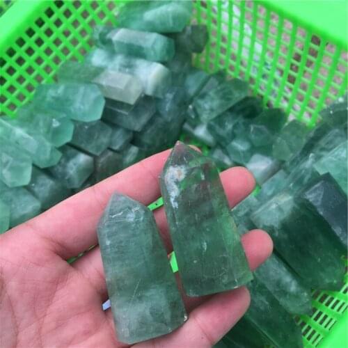 2.2LB Wholesale natural green fluorite crystal point healing quartz wand for decor