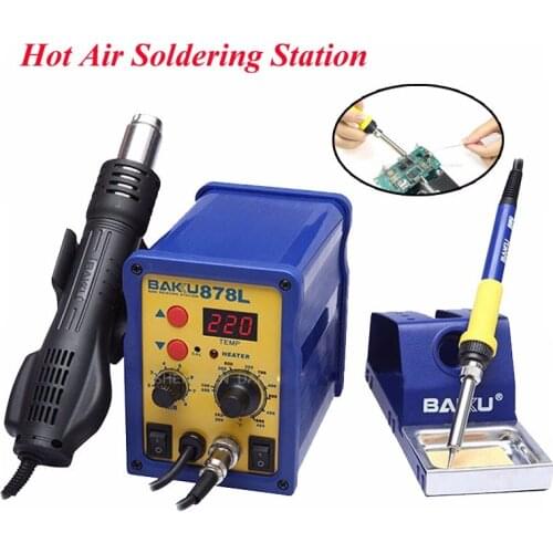 2 in 1 Hot Air Soldering Station 110V/220V Digital Display Electric Hot Air Welding IC Repair Rework Solder Station BAKU 878L