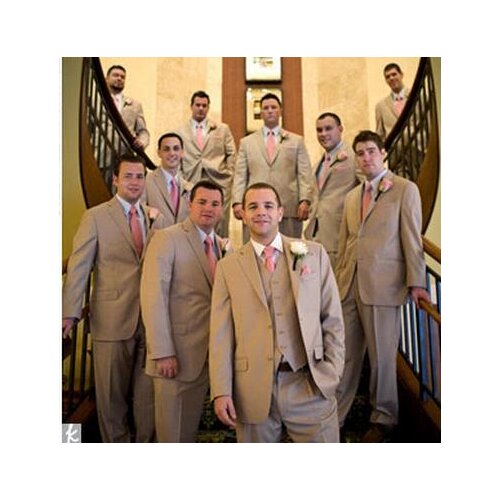 2017 Latest Coat Pant Designs Khaki Wedding Suits for Men Groomsman Tuxedo Slim fit 3 Piece Custom Prom Blazer Terno Masculino