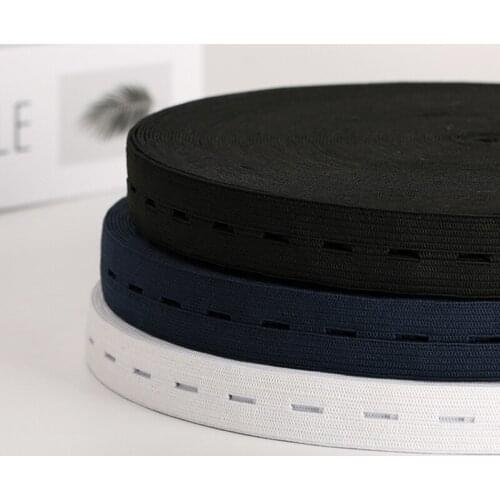 5/10m/Lot 15/20/25mm White/Black Flat Buttonhole Elastic Bands Sewing DIY Sewing Accessories For DIY Material Maternity Underwea
