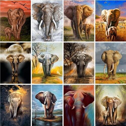 HUACAN Full Square 5d Diamond Painting Elephant Handicraft DIY Diamond Embroidery Animal Mosaic Rhinestones Pictures Wall Art