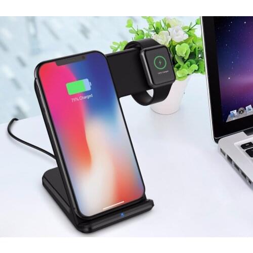 2 in 1 Wireless Charger For iPhoneX XR XS MAX Samsung S9 S8 Note9 8 Type C Fast Wireless Charging Stand For