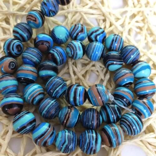 Blue black malachite calaite stone 6mm 8mm 10mm 12mm newly round stripe loose beads rainbow jewelry making 15inch B506