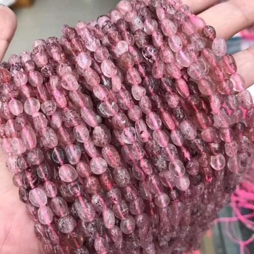 6x8mm Freefrom Shape Natural Strawberry Quartz Stone Beads DIY Loose Crystal Stone Beads For Jewelry Making Strand 15
