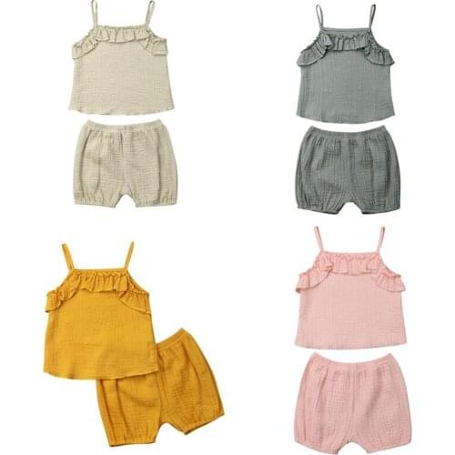 Pudcoco Fast Shipping 2PCS Infant Baby Girls Casual Vest Shirt+Pants Soft Cotton Outfits Clothes 0-3T