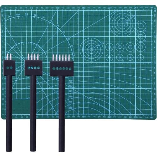 KAOBUY 4 mm 2/4/6/Prong Hole Spacing Leather Hole punches With Cutting Mat Hand Perforated Round Stitching Punch Tools
