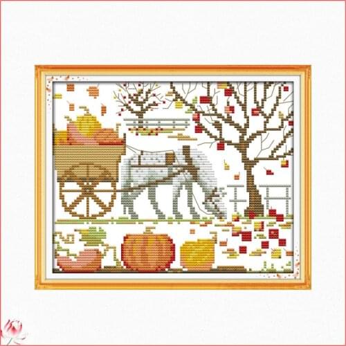 Joy Sunday Pumpkin Figure Cross Stitch Kit DIY Pattern Chinese Embroidery 11CT 14CT Needlework Sewing Kit Home Decoration Gift