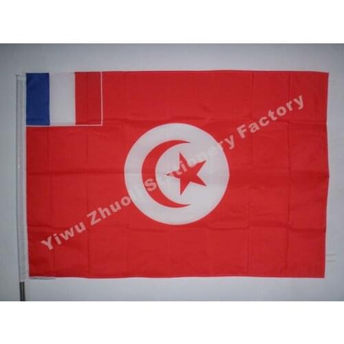 French Tunisia Flag 150X90cm (3x5FT) 120g 100D Polyester Double Stitched High Quality Banner Ensign Free Shipping