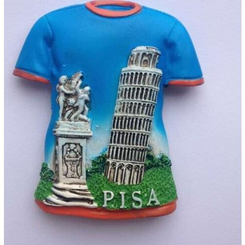 Leaning Tower Of Pisa T-shirt Hand-Painted Aromatherapy 3D Fridge Magnets Travel Souvenirs Refrigerator Magnetic Sticker