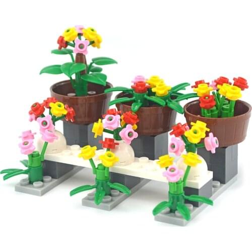 City Plant MOC Parts DIY Bricks House Accessories Tree branch Grass Flower Building Blocks Garden Fountain Compatible All brand