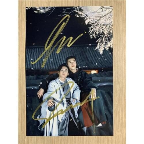 Chinese WuXia Word Of Honor Gong Photo Jun Zhang Zhehan Signature Photo Wink Xing Ah Xu Wuhu Couple Hand Signed Photo