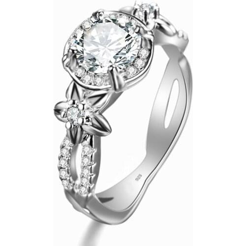 Szjinao Women Ring Diamond Gemstones 925 Rings Flower Engrave Handmade Zirconia Wedding Engagement Silver 925 Jewelry Luxury Hot