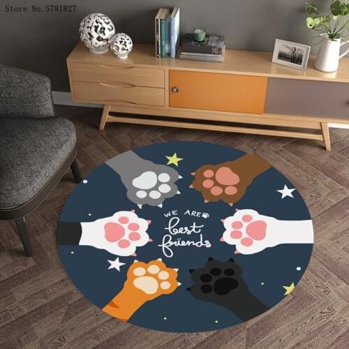 Cat Paw Round Carpet 3D Print Animal Palm Carpet Home Custom Cartoon Floor Carpet For Kids Adult Floor Rug For Bedroom Rug