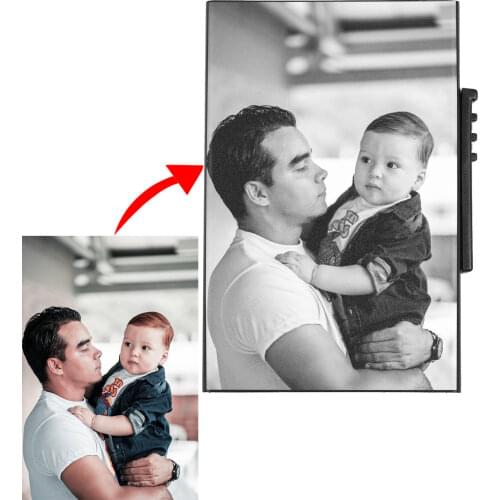 Customized Picture Card Holder Purse RFID Protection Thin Metal Engraving Creative Photo Men Lady Aluminum Card Holder Wallet