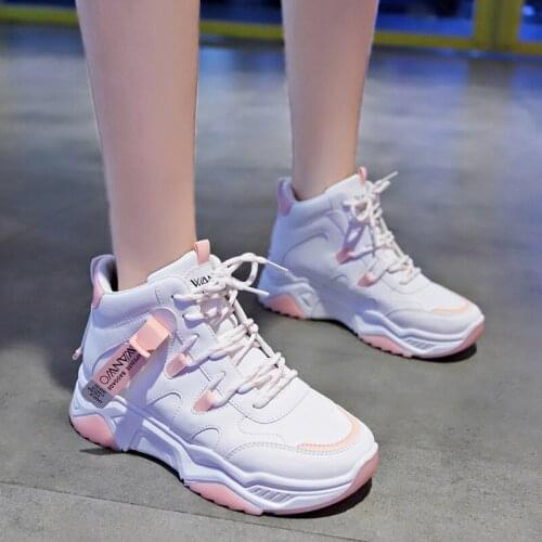 Fashion Women Running Shoes High Increasing Breathable Outdoor Sports Shoes Lady Stylish Mixed color Lace-Up Comfort Sneakers