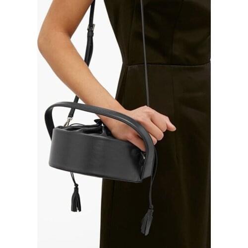 Round Tassel Bag for Women Small Bucket Bag Black Purses and Handbags for Ladies Luxury Designer PU Leather Crossbdoy Bag 2021