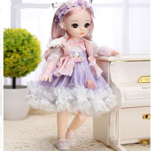 Fashion Dress Bjd Doll 30CM 18 Movable Joints Doll With Cool Dress Suit DIY Bjd Doll Best Gifts For Girl Handmade Beauty BJD Toy