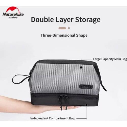 Naturehike 4L lightweight TPU Mesh cosmetic bag 600D Encrypting Leather Film Toiletry Bag Dry-Wet Separation Portable Wash Bag
