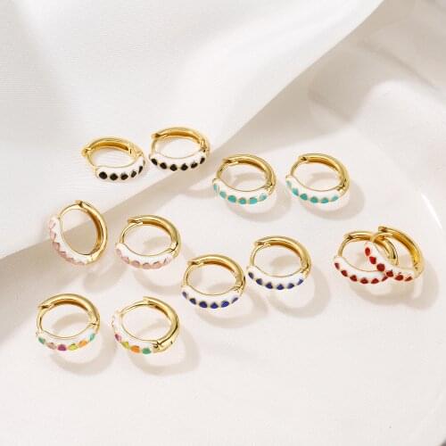 HECHENG, Small Hoop Earrings, Summer Dripping Oil Enamel Small dots small hoop earrings, Fashion jewelry wholesale