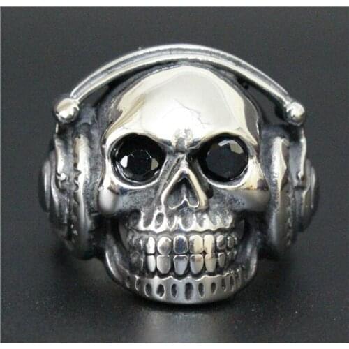 Crystal Eyes Skull Ring 316L Stainless Steel Men Fashion Boys Cool Music Rock & Roll Skull Ring