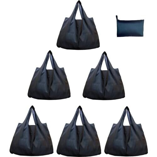 Set Of 6 Large Grocery Shopping Bags Reusable Handbags Folding Shoulder Bags XL50 Pounds Fashion Bags Solid Colors Tote bag