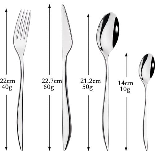 Mirror Silver Dinnerware Cutlery Set Western 18/10 Stainless Steel Tableware Home Kitchen Dinner Knife Fork Spoon Flatware Set