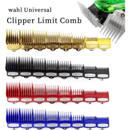 8PCS professional limit comb cutting guide comb 1.5 / 3 / 4.5 / 6/10/13/19 / 25MM, for wahl universal hair clipper accessories